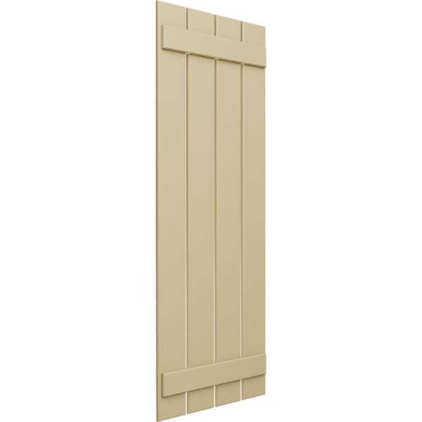 True Fit PVC, Four Board Spaced Board-n-Batten Shutters, Natural Twine , 23W X 68H